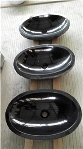 Absolute Black Granite Sink,Black Bathroom Sinks,Shanxi Black Granite Wash Bowls,Vessel Sink,Oval Washing Hand Basin
