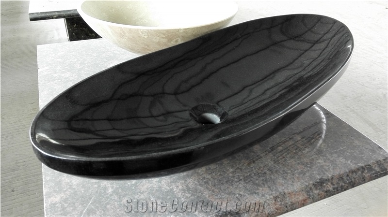 Absolute Black Granite Sink,Black Bathroom Sinks,Shanxi Black Granite Wash Bowls,Vessel Sink,Oval Washing Hand Basin