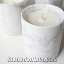 Carrara White Marble Candle Holder, Marble Candle Holder, Home Decor Products