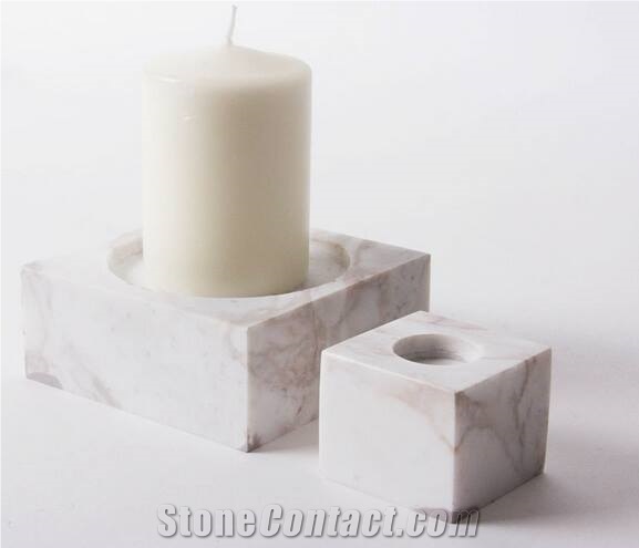 Carrara White Marble Candle Holder, Marble Candle Holder, Home Decor Products