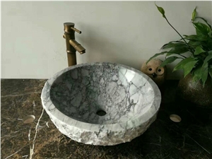 Carrara White Marble Sink,White Marble Wash Basin,Stone Vessel Sink