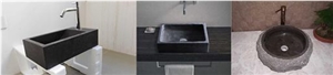 Hot Sell Blue Limestone Honed Washing Basin, Bathroom Basin, Blue Stone Sink