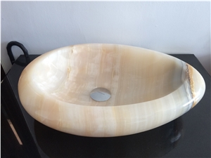 Oval White Jade Onix Sinks,White Jade Onyx Bathroom Vessel Sinks, Cream Jade Onyx Washing Basin