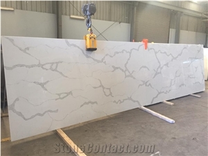 A Quality Calacatta White Marble Look Quartz Slabs