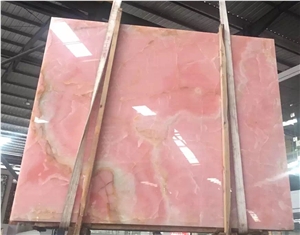 Iran Light Pink Onyx Polished Slabs for Wall Covering and Flooring Tiles