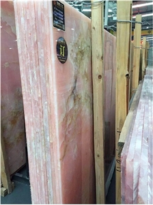 Iran Light Pink Onyx Polished Slabs for Wall Covering and Flooring Tiles