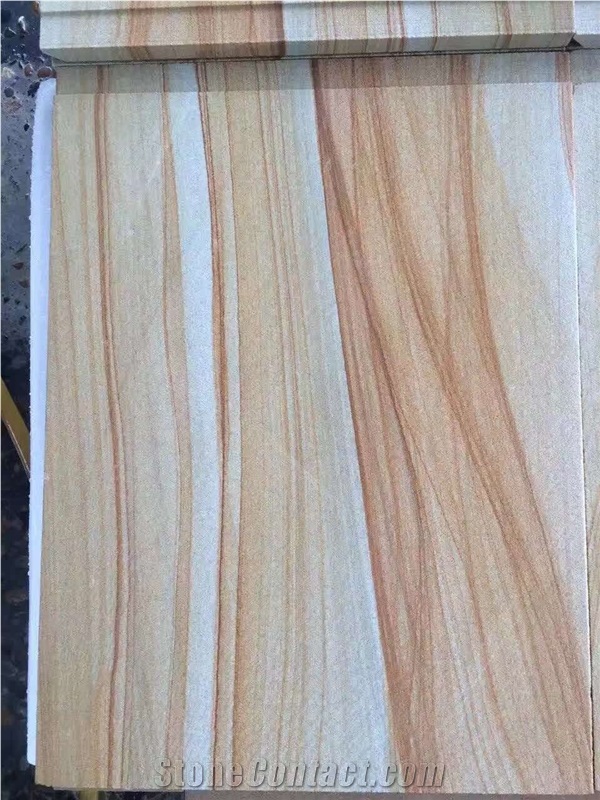 Yellow Wooden Grain Vein, Wood Sandstone,Serpeggiante,Sichuan China Slab and Tile for Wall&Floor Cover,Clad,Decoration