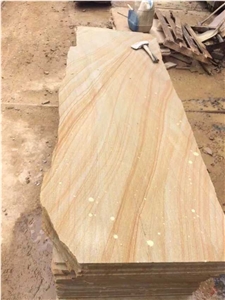 Yellow Wooden Grain Vein, Wood Sandstone,Serpeggiante,Sichuan China Slab and Tile for Wall&Floor Cover,Clad,Decoration