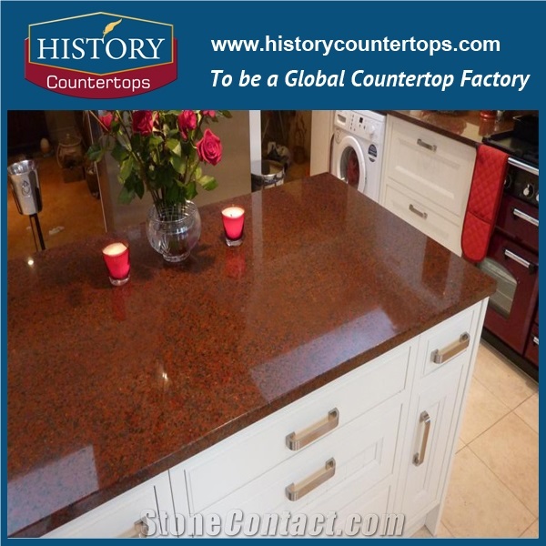 Africa Red Granite Can Be Polished, Sawn Cut, Sanded, Rockfaced, Sandblasted, Tumbled for Custom Kitchen Countertop, Cut to Size Polished