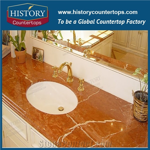 Alicante Red Marble Spain Natural Marble Countertop and Vanity Top for Hospitality Project