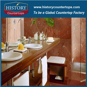 Alicante Red Marble Spain Natural Marble Countertop and Vanity Top for Hospitality Project