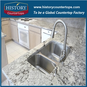 Arctic Cream or Ice Blue Granite Prefab Kitchen Countertops,Natural Stone Bench Tops,Natural Granite Kitchen Bar Top,High Polished Kitchen Worktops,Wholesale Price Kitchen Island Tops