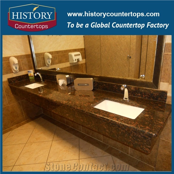 Brown India Tan Brown Granite Polished Standard Size and Custom Size Vanity Top for Multi-Family & Hospitality Projects