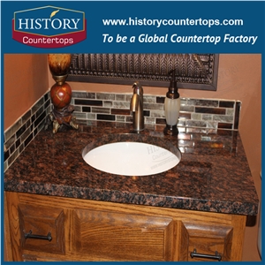 Brown India Tan Brown Granite Polished Standard Size and Custom Size Vanity Top for Multi-Family & Hospitality Projects