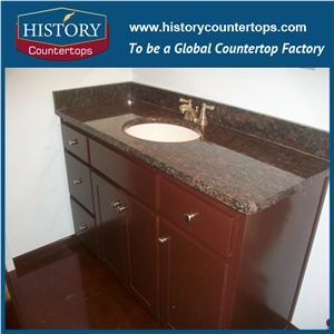 Brown India Tan Brown Granite Polished Standard Size and Custom Size Vanity Top for Multi-Family & Hospitality Projects