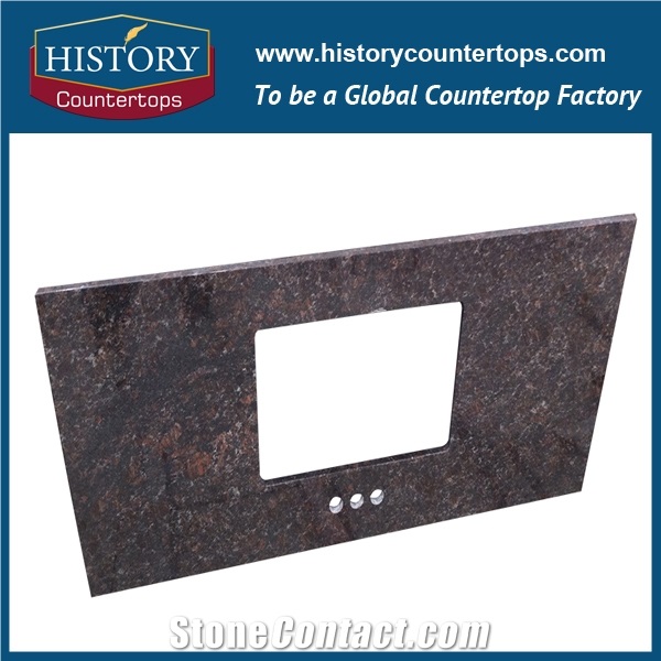 Brown India Tan Brown Granite Polished Standard Size and Custom Size Vanity Top for Multi-Family & Hospitality Projects