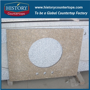 Carioco Gold Granite Natural Stone Prefab Vanity Top, Bathroom Counter Tops Customized Cut to Size Prefab Polished