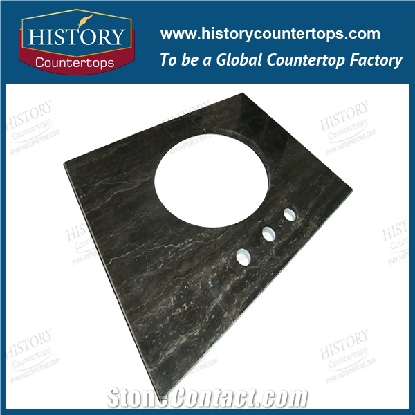 China Coffe Marble Vanity Top with Custom Edging, Standard Size Bathroom Top for Multi-Family & Hospitality Projects