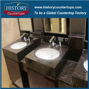 China Emperador Marble Vanity Top with Custom Size and Standard Size, Polished Bathroom Top, Single and Double Sink Vanity Top
