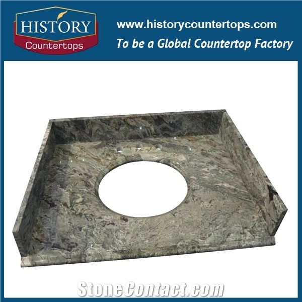 China Jade Green Granite Natural Stone Building Materials for Custom Bathroom Countertops, Vanity Tops, Eased & Beveled Edge