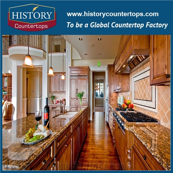 Giallo Fiorito Granite Counter Top Materials from Brazil, Granite Polishing Solid Surface with High Quality & Cheap Good Option for Kitchen Countertops