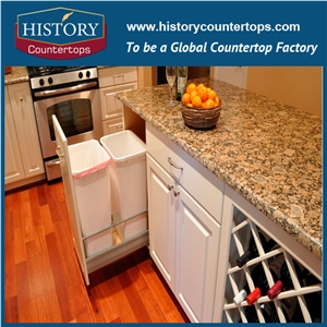 Giallo Fiorito Granite Counter Top Materials from Brazil, Granite Polishing Solid Surface with High Quality & Cheap Good Option for Kitchen Countertops