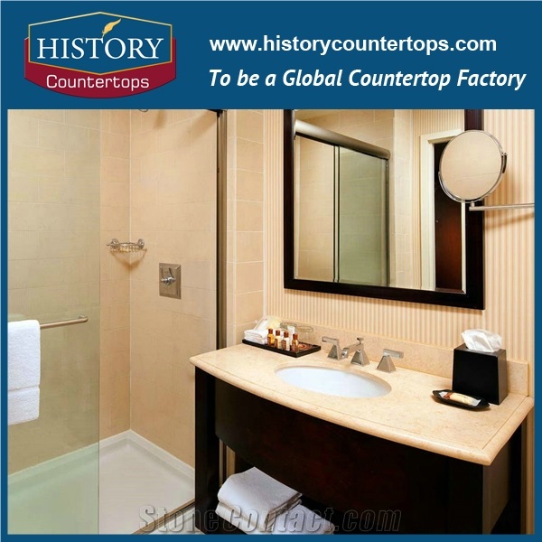 Hot Sale Natural Stone Bathroom Vanity Top, High Quality Polished Honey Beige Marble Custom Style for Multi-Family Project