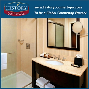 Hot Sale Natural Stone Bathroom Vanity Top, High Quality Polished Honey Beige Marble Custom Style for Multi-Family Project