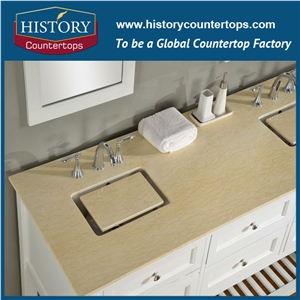 Hot Sale Natural Stone Bathroom Vanity Top, High Quality Polished Honey Beige Marble Custom Style for Multi-Family Project