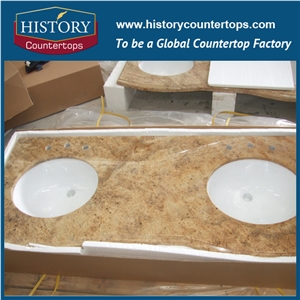 Kashmir Gold Granite Counter Top Materials from India, Granite Polishing Solid Surface with High Quality & Cheap Good Option for Bath Countertops