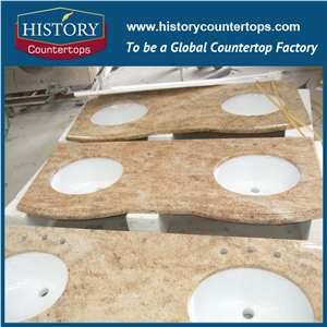Kashmir Gold Granite Counter Top Materials from India, Granite Polishing Solid Surface with High Quality & Cheap Good Option for Bath Countertops