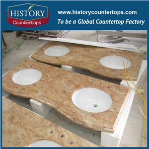 Kashmir Gold Granite Counter Top Materials from India, Granite Polishing Solid Surface with High Quality & Cheap Good Option for Bath Countertops