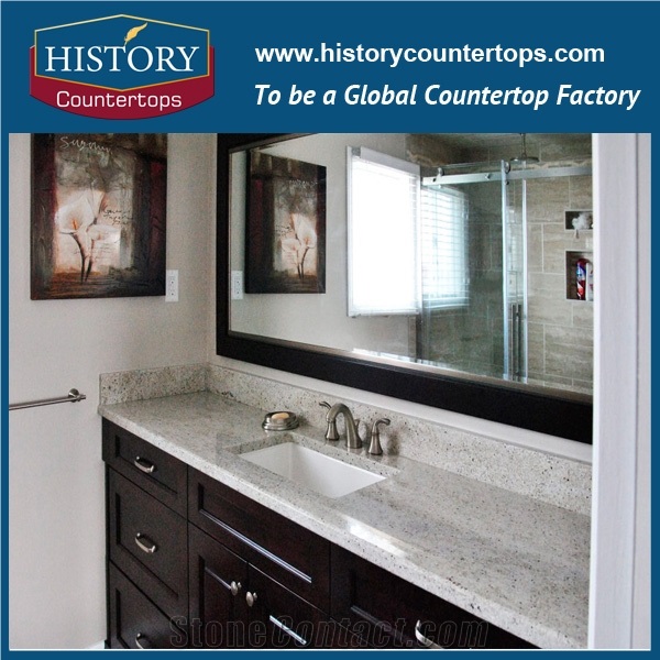 Kashmir White Granite Counter Top Materials from India, Granite Polishing Solid Surface with High Quality & Cheap Good Option for Bathroom Countertops