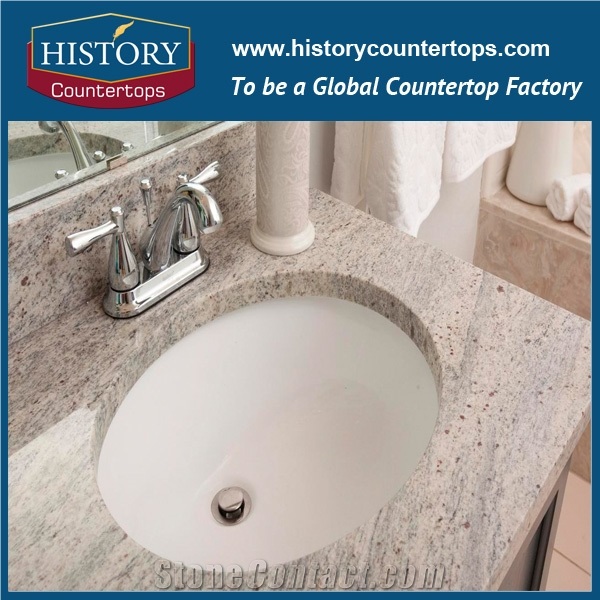 Kashmir White Granite Counter Top Materials from India, Granite Polishing Solid Surface with High Quality & Cheap Good Option for Bathroom Countertops