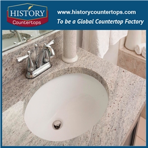 Kashmir White Granite Counter Top Materials from India, Granite Polishing Solid Surface with High Quality & Cheap Good Option for Bathroom Countertops