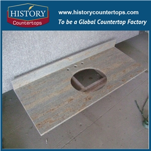 Madura Gold Granite Engineered Stone Can Be Polished, Sawn Cut, Sanded, Rockfaced, Sandblasted, Tumbled for Custom Bathroom Countertop, Cut to Size Polished