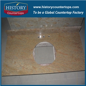 Madura Gold Granite Engineered Stone Can Be Polished, Sawn Cut, Sanded, Rockfaced, Sandblasted, Tumbled for Custom Bathroom Countertop, Cut to Size Polished