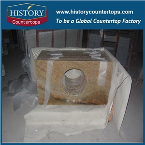 Madura Gold Granite Engineered Stone Can Be Polished, Sawn Cut, Sanded, Rockfaced, Sandblasted, Tumbled for Custom Bathroom Countertop, Cut to Size Polished