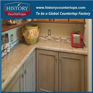 Millenium Cream Granite Prefab Kitchen Countertops,Natural Stone Bench Tops,Natural Granite Kitchen Bar Top,High Polished Kitchen Worktops,Wholesale Price Kitchen Island Tops