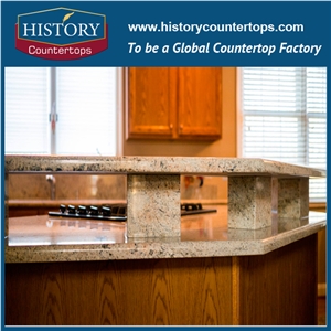 Millenium Cream Granite Prefab Kitchen Countertops,Natural Stone Bench Tops,Natural Granite Kitchen Bar Top,High Polished Kitchen Worktops,Wholesale Price Kitchen Island Tops