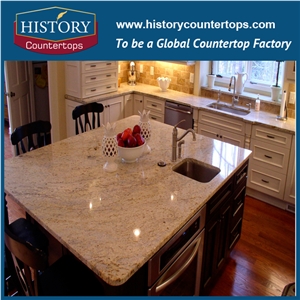 Millenium Cream Granite Prefab Kitchen Countertops,Natural Stone Bench Tops,Natural Granite Kitchen Bar Top,High Polished Kitchen Worktops,Wholesale Price Kitchen Island Tops