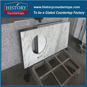 New River White Granite Natural Stone Countertops Vanity Top, Bathroom Counter Tops Customized Cut to Size Prefab Vanity Top