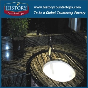 Wood Grain Marble Bathroom Tops with Custom Edging, Natural Stone Vanity Tops Single Sink for Multi-Family Projects Wood Grain Marble Bathroom Tops with Custom Edging, Natural Stone Vanity Tops Single Sink for Multi-Family Projects