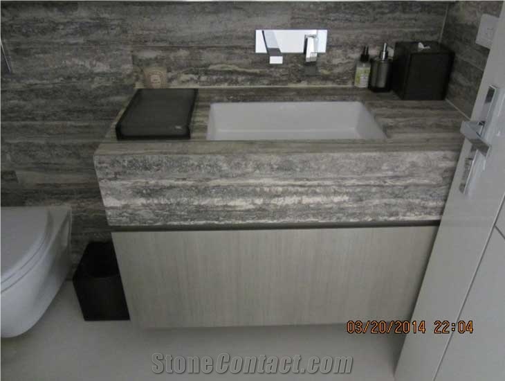 Silver Travertine Bath Top