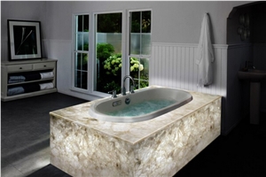 Natural White Crystal Semiprecious Stone Slab for Art Work
