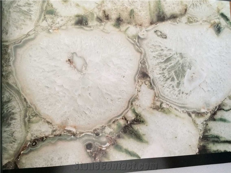 Natural White Crystal Semiprecious Stone Slab for Art Work