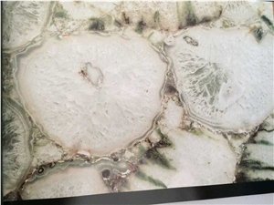 Natural White Crystal Semiprecious Stone Slab for Art Work