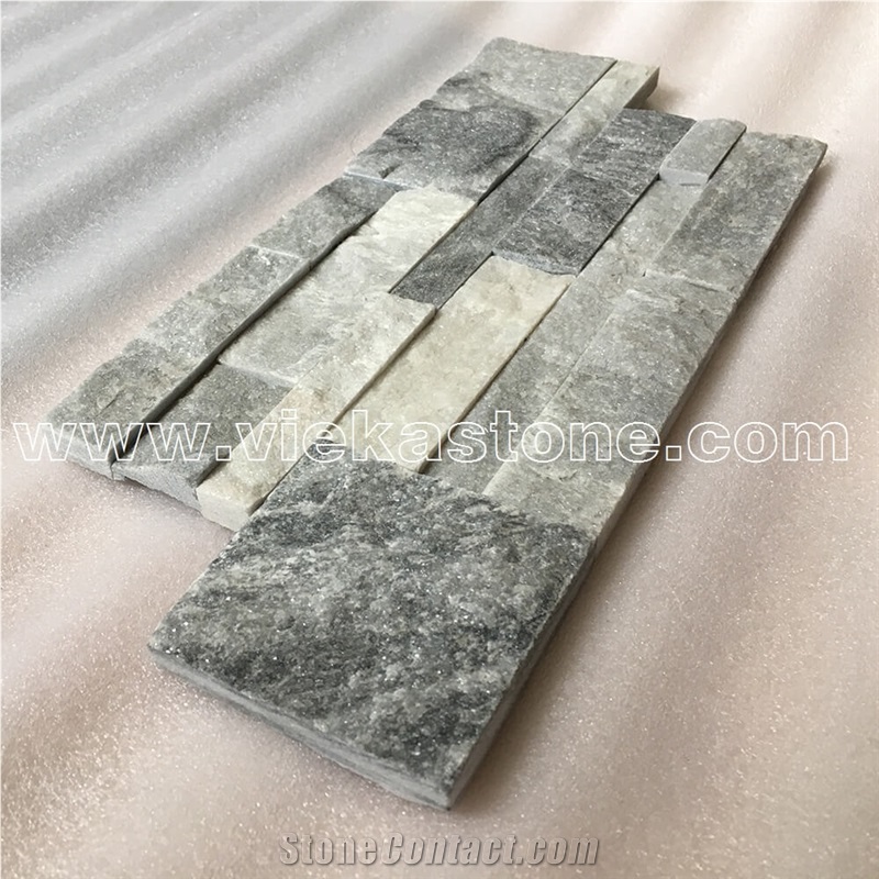 China Cloud Grey Quartzite Stacked Stone Veneer Wall Panel Cladding Panel Ledge Stone Split Face Tile Landscaping Interior & Exterior Culture Stone 35x18cm