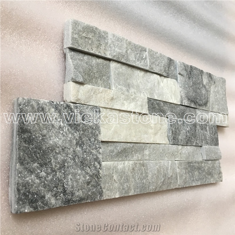 China Cloud Grey Quartzite Stacked Stone Veneer Wall Panel Cladding Panel Ledge Stone Split Face Tile Landscaping Interior & Exterior Culture Stone 35x18cm