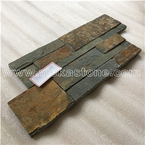 China Multicolor Rusty Slate Stacked Stone Veneer Wall Cladding Ledge Stone Panel Split Face Tile Landscaping Interior & Exterior Feature Wall Culture Stone 35x18cm